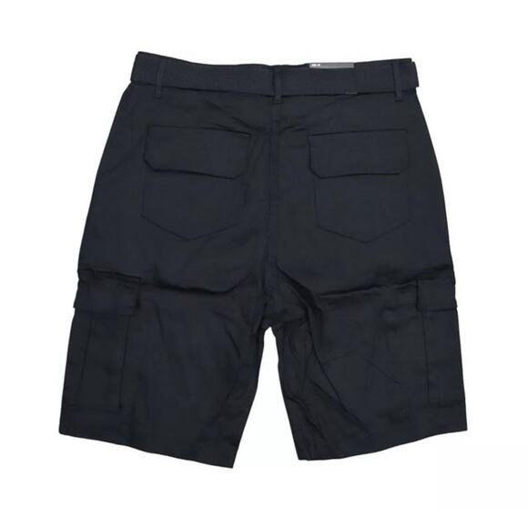 NWT BLU NEW YORK 10" INSEAM CARGO POCKET W/BELT SHORTS MEN BLACK 34 - Picture 2 of 5
